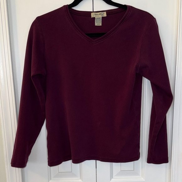 Eddie Bauer Tops - Eddie Bauer Deep Burgundy V-Neck Long Sleeve Top size Medium